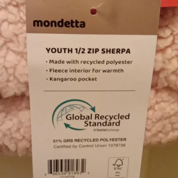 NWT PURPLE YOUTH HALF ZIP SHERPA BY MONDETTA. SIZE MEDIUM (10-12). - Picture 10 of 11